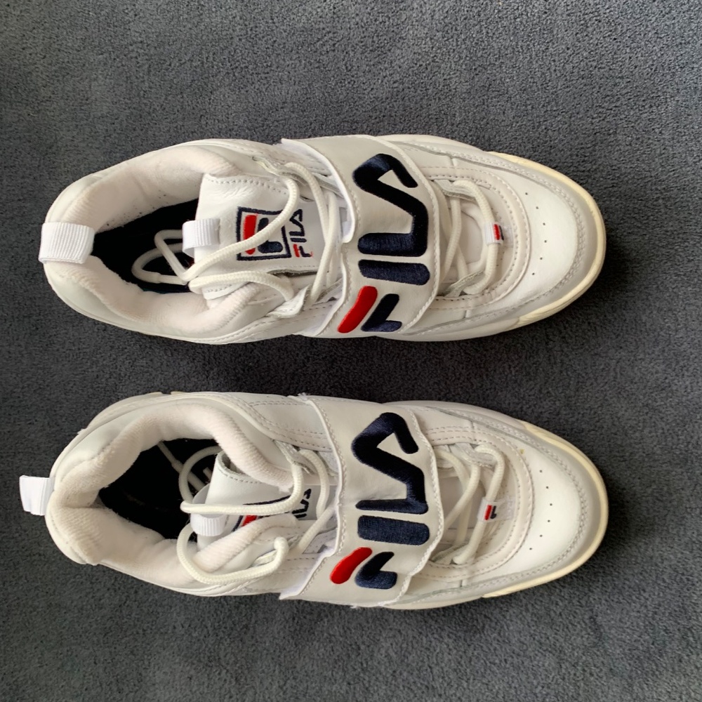 Fila Disruptor II Premium Strap Sneakers – White/Navy/Red – Women’s 7.5 - Picture 4 of 8